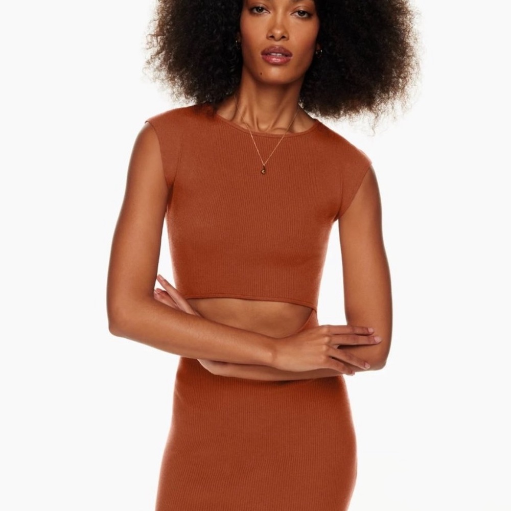 Wilfred Cut-Out Knit Midi Dress